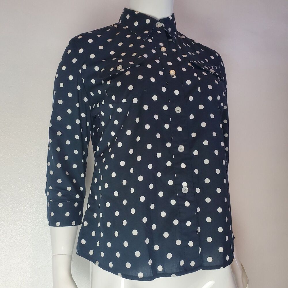 Jones New York Black Polkadot Button-Up Shirt